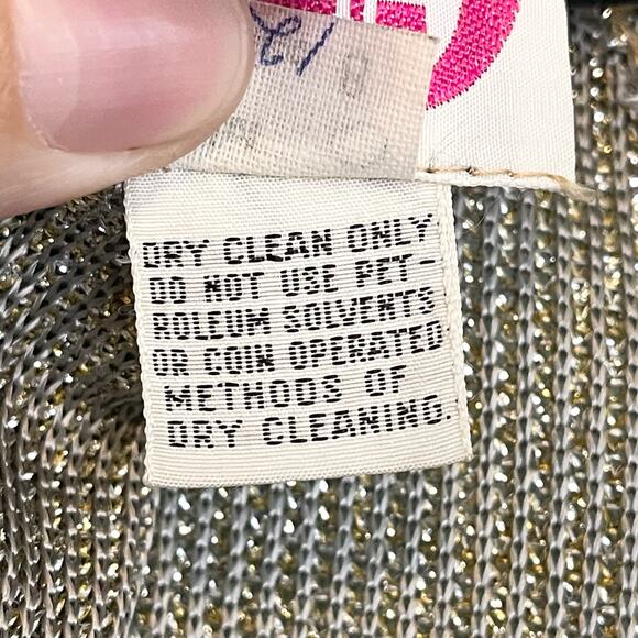 Vintage 1980s Act 2 Blue Gold Mesh Metallic Dress Size 8 Dress - Picture 4 of 14